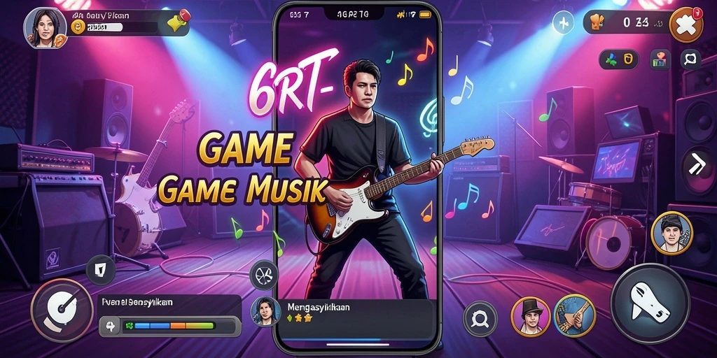 Screenshot gameplay 6RT menampilkan pengalaman musik yang interaktif.