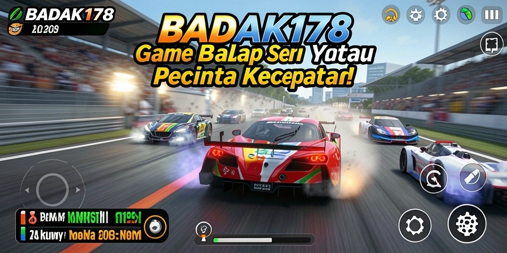 Tampilan gameplay menegangkan di lintasan balap BADAK178.