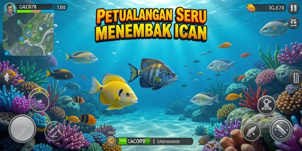 Gameplay seru menembak ikan di bawah laut yang menawan.