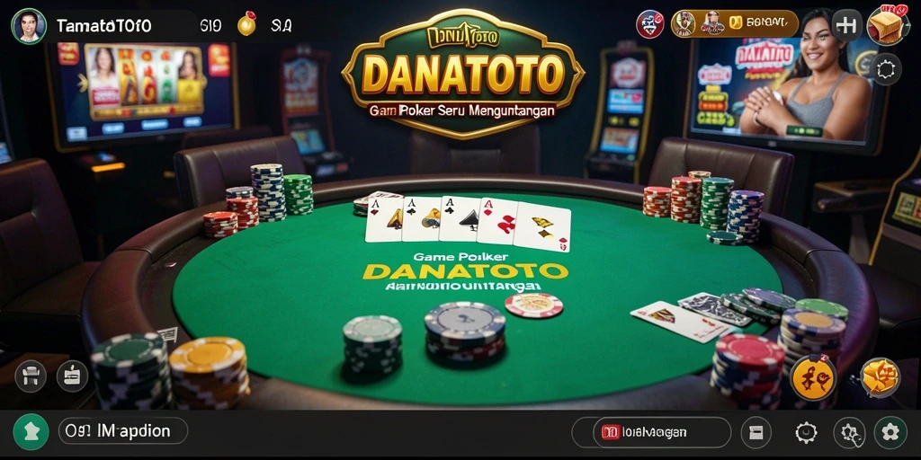 Tampilan gameplay menarik saat bermain poker di DANATOTO.