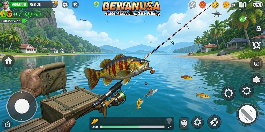 Screenshot DEWANUSA menampilkan aksi memancing yang seru dan menantang.