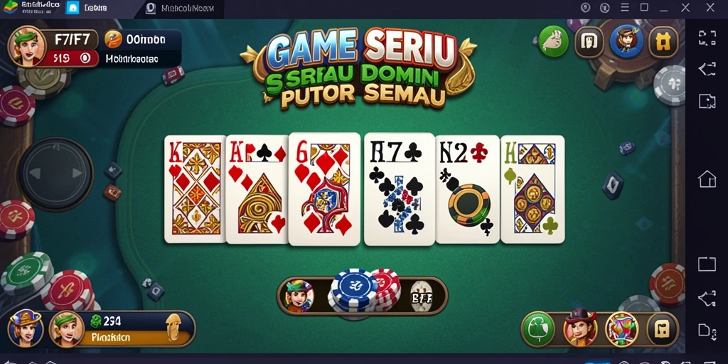 Tampilan gameplay F7F7 menampilkan keseruan bermain Domino secara online.