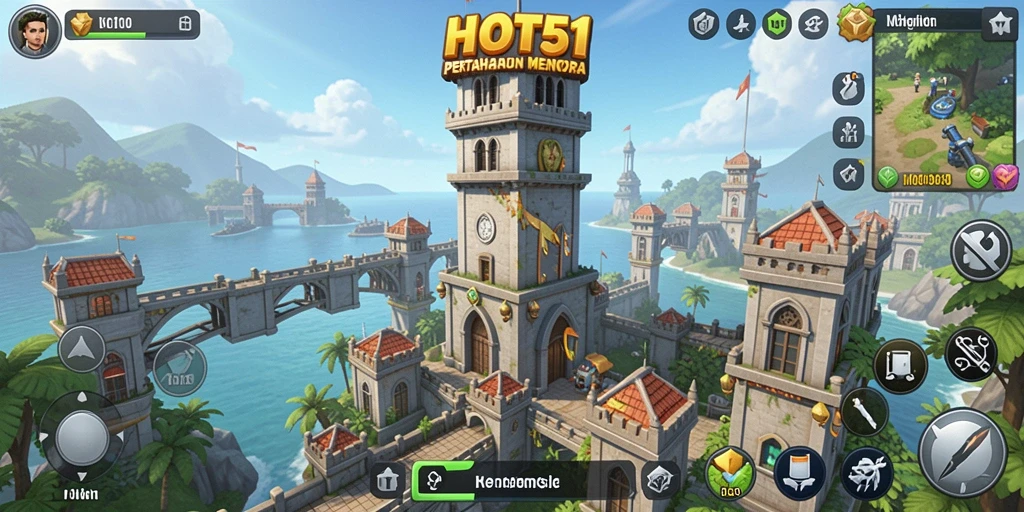 Tampilan gameplay HOT51 yang penuh aksi dalam pertahanan menara.