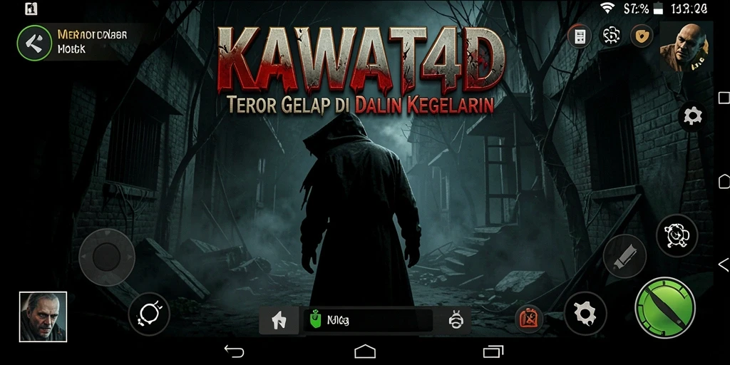 Screenshot KAWAT4D menampilkan suasana horor yang mencekam.