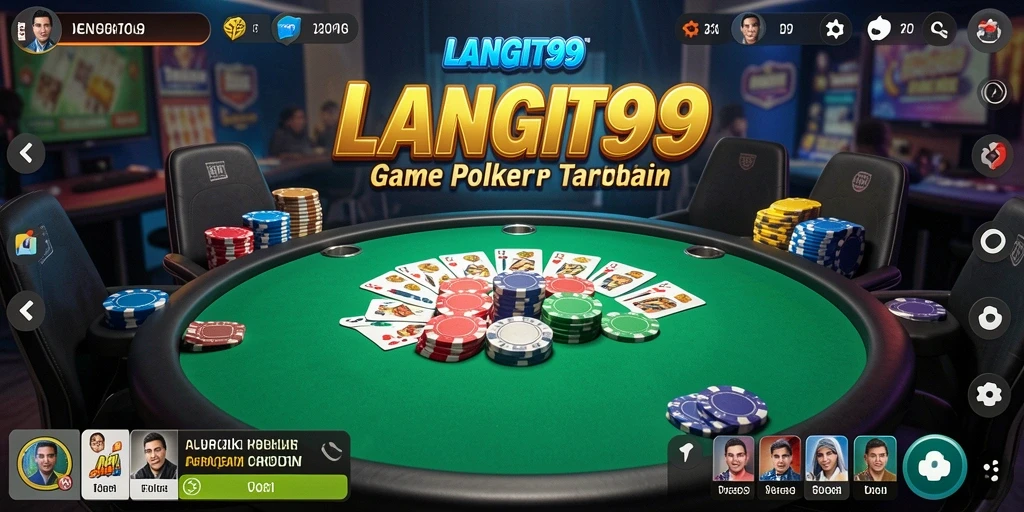 Screenshot LANGIT99 menunjukkan pemain yang serius dalam permainan poker.