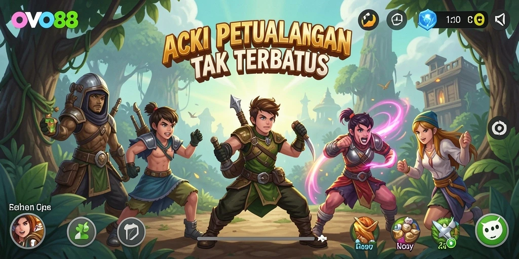 Screenshot OVO88 menunjukkan aksi seru dalam pertempuran karakter.