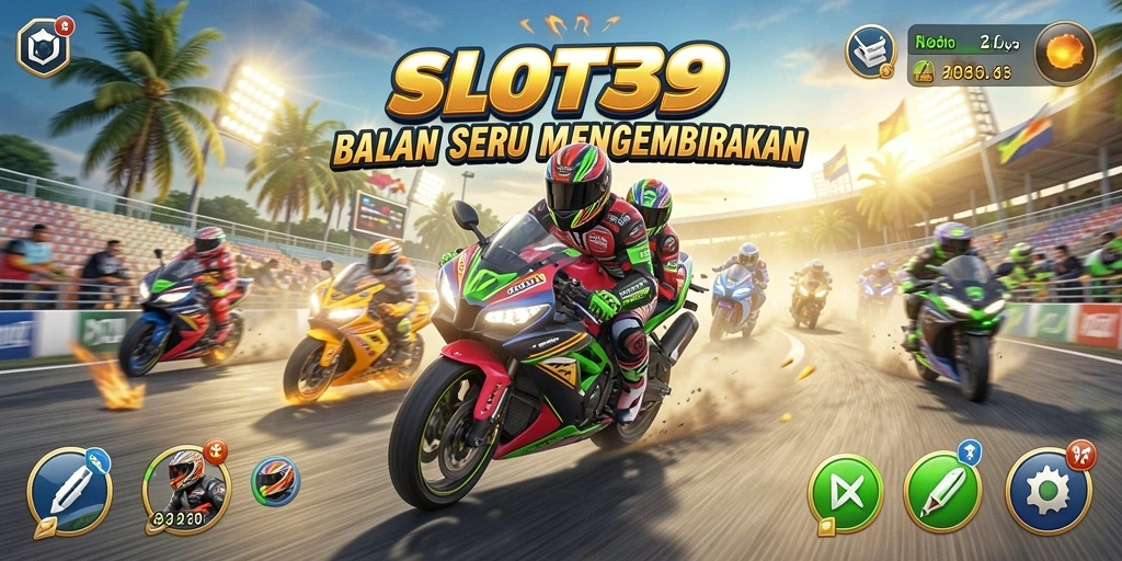 Gameplay mendebarkan di SLOT39 dengan balapan motor seru.