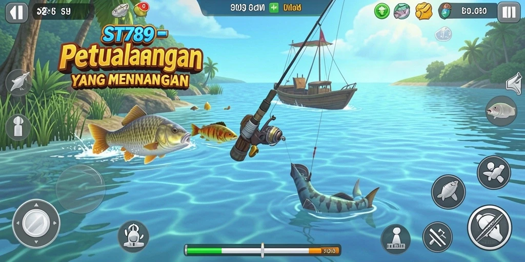 Screenshot gameplay ST789 menampilkan pengalaman memancing yang realistis.